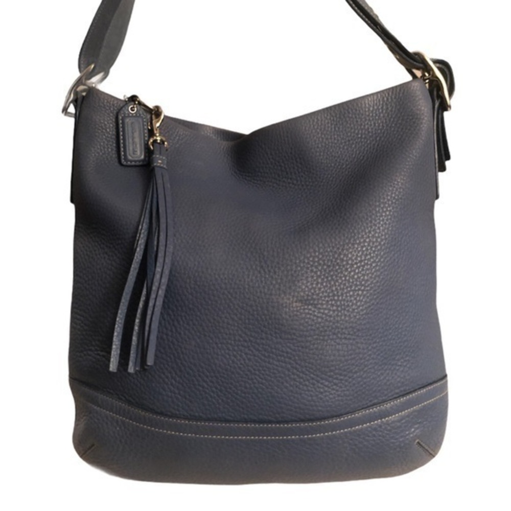 Coach blue pebbled leather convertible bucket duffle  bag